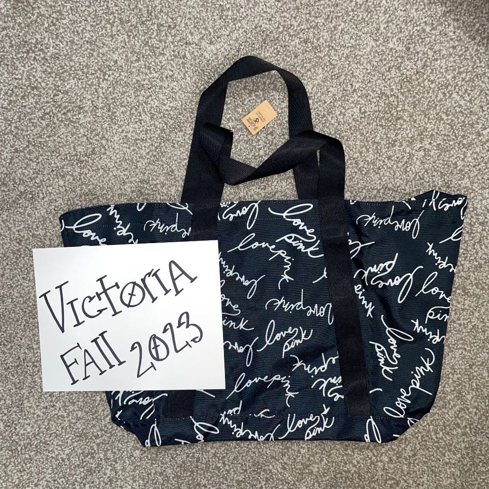 PINK BLACK LOGO TOTE BAG